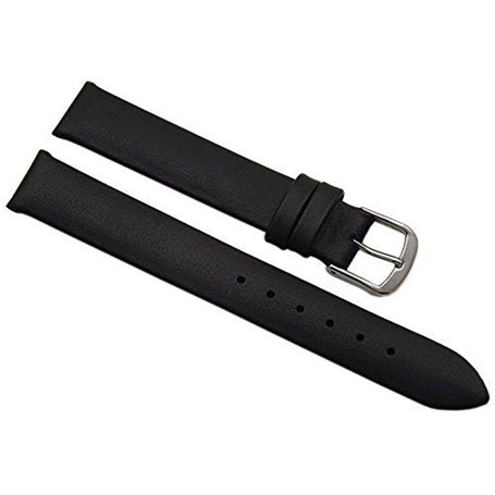 myledershop 15mm Cuir de veau bracelet de montre Made in Germany en noir avec boucle en argent MJ-Design-Germany incl instructio