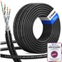 HB-DIGITAL Câble réseau d'extérieur CAT 7 de 10 m pour pose directe à la terre S/FTP AWG23/1 en cuivre pur - Double gaine PVC +