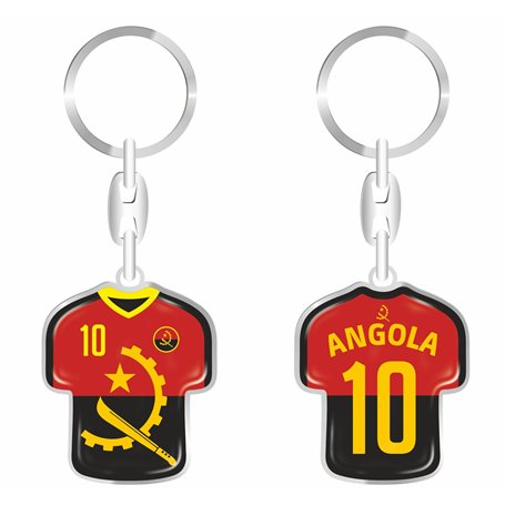 daged Porte-clés Angola - En forme de maillot - Revêtement en résine - Effet 3D - Avec autocollant - Fonctionnalité pratique