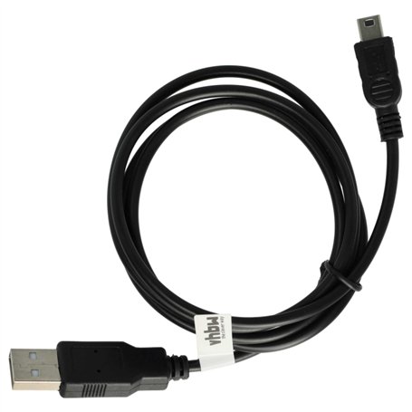 vhbw Câble USB A-Mini-B 5 pôles noir/black longueur 1m pr TOSHIBA Camileo X100