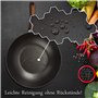 GGC Wok avec manche en bois et couvercle I 32 cm de diamètre Wok avec revêtement antiadhésif I Poêle pour plaques à induction et