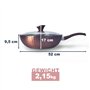 GGC Wok avec manche en bois et couvercle I 32 cm de diamètre Wok avec revêtement antiadhésif I Poêle pour plaques à induction et