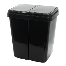 Grizzly Poubelle De Recyclage Double Tri Sélectif 2x25 Litres Compartiments Anthracite