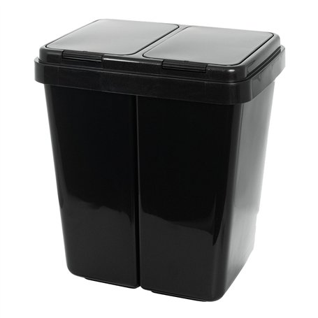 Grizzly Poubelle De Recyclage Double Tri Sélectif 2x25 Litres Compartiments Anthracite