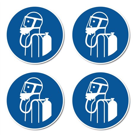 Utilisation de la protection respiratoire indépendante de l'air ambiant : M047 – DIN EN ISO 7010 / ASR A1.3 – Autocollants : Ø 1