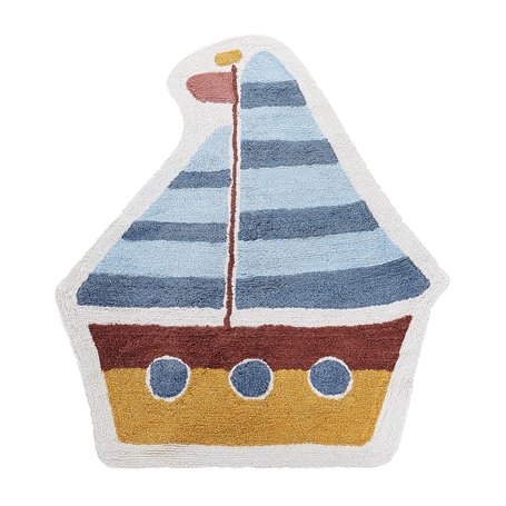 Tapis Enfant avec Motif de Bateau 105 x 120 cm en Coton Multicolore Speti