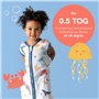Slumbersac gigoteuse été pour enfant 0.5 Tog 110 cm en mousseline de bambou, douce et légère, Animaux marins | Turbulette été no