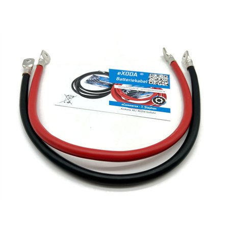 eXODA Câble de batterie 50cm câble d'alimentation en cuivre 50 mm² avec cosses à œillets M8