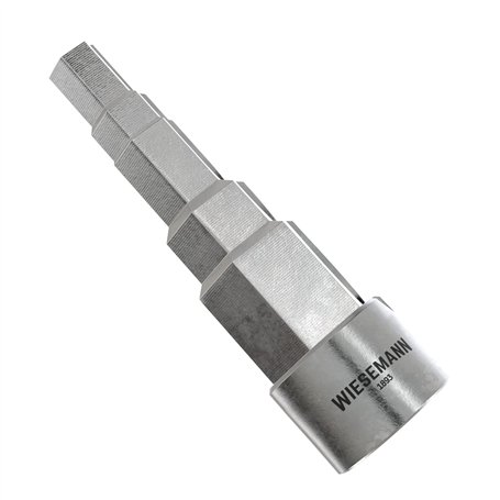 Clé de montage étagée universelle avec douille carrée 1/2" 5 tailles pour sanitaires et radiateurs WIESEMANN 1893 I 81116