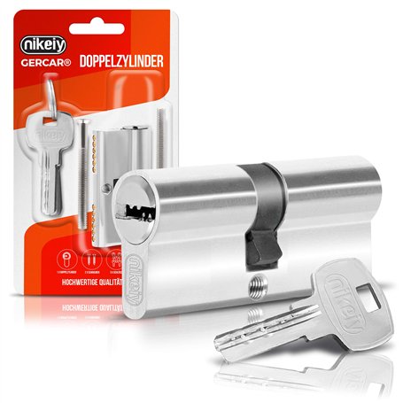 Gercar Cylindre de serrure profilé 45/45 - double cylindre - Avec 5 clés - Individuelles - Longueur : 90 mm