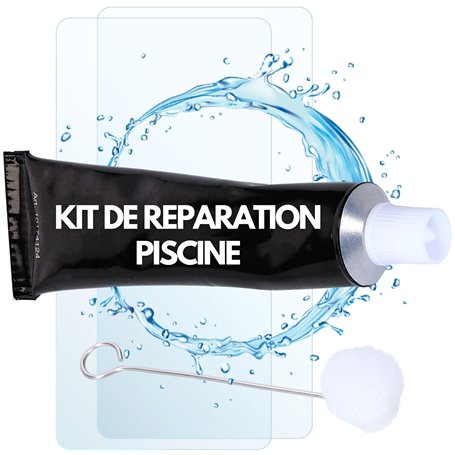 Amapool Kit de réparation pour Piscine en PVC 4 pièces I Colle sous-Marine I Kit de réparation pour Surfaces sèches et humides I