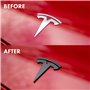 Shop4EV Lot de 3 emblèmes pour Tesla Model Y - Noir mat - Accessoires avant/arrière/volant (Tesla Model Y)