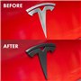 Shop4EV Lot de 3 emblèmes pour Tesla Model Y - Noir mat - Accessoires avant/arrière/volant (Tesla Model Y)