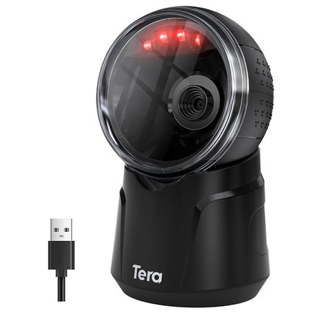 Tera Scanner de Codes-Barres de Bureau omnidirectionnel : 1D 2D QR Mains Libres Lecteur de Codes-Barres Filaire USB Tête de numé