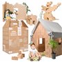 GIGI Bloks Cabane Enfant Interieure | Kit de Construction pour Cabane Carton avec 203 Bloc de Construction Enfant Empilables & E