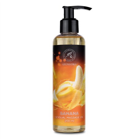 Huile de Massage Sensuelle Banane 200 ml - Naturelle - Mélange Huile d'Amande et de Pépins de Raisin - Huile Massage Relaxante -