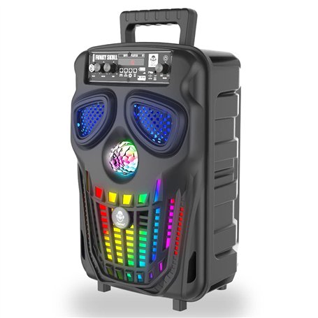 Idance Bluetooth PartyBox Funky Skull FS400 - Enceinte Party Bluetooth Portable avec Effets Lumineux