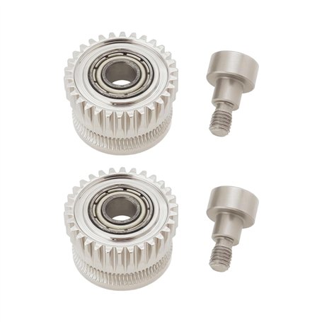 YINETTECH Lot de 2 Engrenages d'extrudeuse en Acier Trempé Nickelé avec Vis Compatible avec Creality K1 K1C K1 Max Ender 3 V3 En