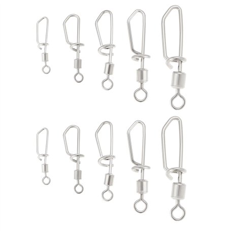 VGOL 50 Pièces Clips de Pêche Au Leurre 2# 4# 6# 8# 10# Roulement à Billes Pivotant en Alliage d'acier Inoxydable de Cuivre Snap