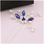 ECSiNG Pince à Cheveux Fleur Strass Bleu Épingles à Cheveux Cristal Perle Postiche Accessoires Décoratifs pour Femmes Dame Fille
