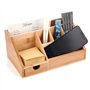 wandeli Organiseur multifonction en bambou | Caddy de bureau | Plateau pour accessoires de bureau à domicile | Support de fourni