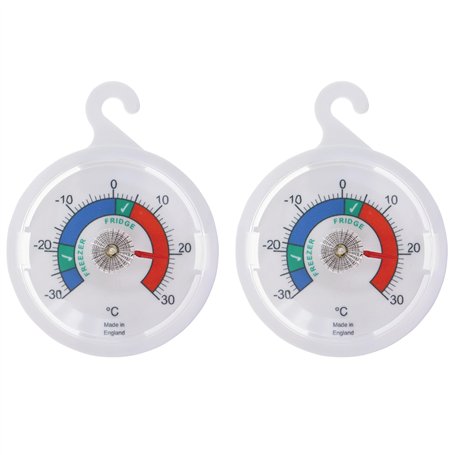 Lot de 2 thermomètres de réfrigérateur à cadran de 65 mm avec zones colorées