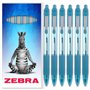 Zebra Z-Grip Lot de 6 stylos à bille rétractables à encre lisse Pointe 1 mm Boîte cadeau Bleu clair