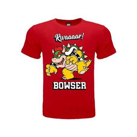 Fashion UK T Shirt Figurine Bowser T-shirt officiel 100 % coton Couleur rouge Produit sur Licence Tailles enfant garçon