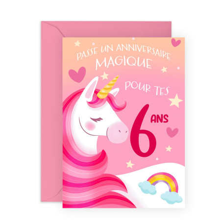 Central 23 Carte De 6ème Anniversaire Pour Fille – Carte Anniversaire Licorne Pour Enfant – 6 Ans – Sixième – Cadeau Pour Petite