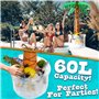 KreativeKraft Seau à Glace Palmier Gonflable 60L Glaciere Bouteille Boissons Accessoires Fête Tiki BBQ Été Decoration Piscine Pl