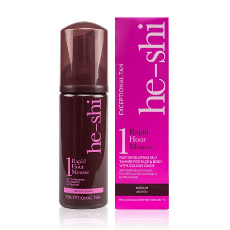 He-Shi Rapid Mousse autobronzante instantanée 1 heure - Formule à séchage rapide sans rayures - Bronzage végétalien naturel à l'
