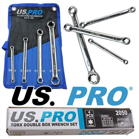 US PRO Tools Lot de 4 clés à molette double E-Torx/femelle Tox E6 - E24 2050