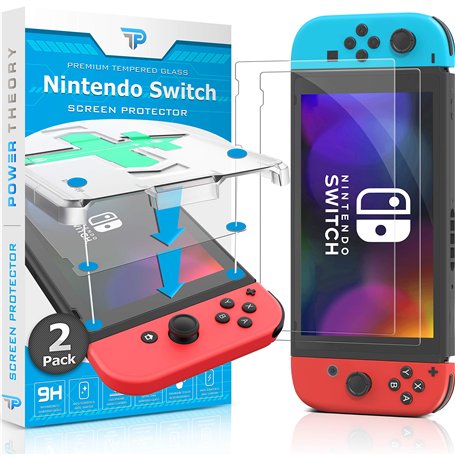 Power Theory Verre Trempé compatible avec Nintendo Switch - Protection Ecran [2 Pièces] Anti-Rayure