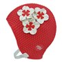Blue Reef Tokyo Bubble Bonnet de bain pour femme Motif floral classique rétro 3 fleurs 2 couleurs trio de pétales 3D élégant vin