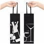 BELLE VOUS Sac Cadeau Bouteille de Vin Noir (Lot de 12) - 4 Motifs - Etui Cadeau Bouteille avec Poignées à Corde - Emballage Cha
