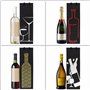 BELLE VOUS Sac Cadeau Bouteille de Vin Noir (Lot de 12) - 4 Motifs - Etui Cadeau Bouteille avec Poignées à Corde - Emballage Cha