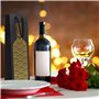 BELLE VOUS Sac Cadeau Bouteille de Vin Noir (Lot de 12) - 4 Motifs - Etui Cadeau Bouteille avec Poignées à Corde - Emballage Cha