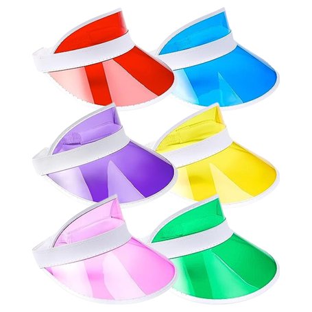 Lot de 6 Visières Plastique - Pub Golf - Déguisement Année 80 Couleurs Assorties