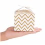 Belle Vous Boite Cadeau Carton Kraft Dorée et Blanche avec Nœud (Lot de 36) – 9,5 x 8 cm - Boite Papier Kraft avec Zig Zag et Ét