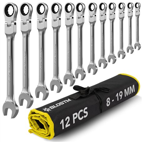 BLOSTM Lot de 12 clés mixtes à cliquet flexibles 8 à 19 mm
