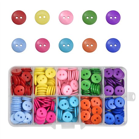 350Pcs Boutons en Résine 10MM Forme Ronde Boutons 10 Couleurs pour la Couture l'ArtisanaT décorations Confection de Bricolage
