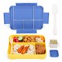 BELLE VOUS Bento Lunch Box Blue 6 Compartiments & Couverts - Boite Lunch Anti-fuite 1330 ml - Compatible Micro-Ondes & Lave-Vais