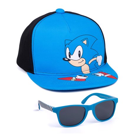 Sonic The Hedgehog Cap Kids et Lunettes de Soleil GRATUITES | Garçons Filles Caractère Bleu Réglable Snapback Baseball Chapeau É