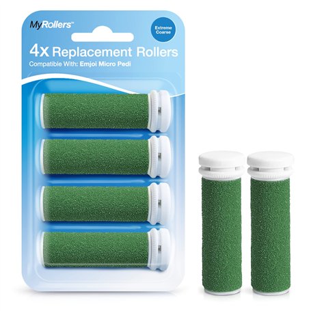 My Rollers Lot de 4 Rouleaux Ponceurs Micro-Minéraux Super Rugueux de Remplacement pour Emjoi Micro Pedi - Pack de 4 Rouleaux de