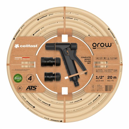 Jeu de tuyaux avec accessoires Cellfast Grow 20 m Polyester PVC Polyéthylène polypropylène Ø 12 mm Beige (20 m)