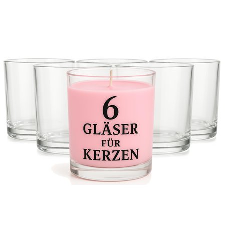 Glasmark KROSNO 1992 Lot De 6 Pots en Verre Transparent pour Fabrication de Bougies Bricolage 180 ML