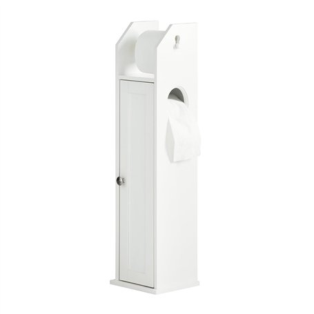 SoBuy® FRG135-W Support Papier Toilette Armoire Porte-Papier Toilette Porte Brosse WC Meuble de Salle de Bain sur Pied en Bois -