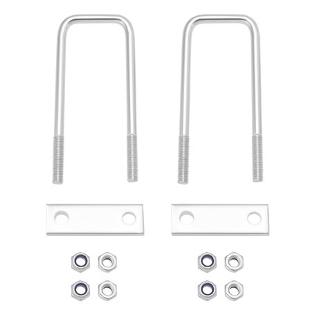 Create idea 2 Sets Kits de Boulons en U Boulons en U Carrés en Fer Galvanisé avec Plaque de Cadre d'écrous M10 pour Applications