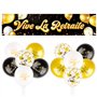 Banderole Vive La Retraite et 12PCS Ballons avec Ruban de Soie Bannière Retirement Décoration pour Fête de Retirement Banderole