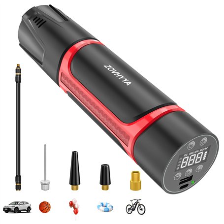 ZOVHYYA Compresseur à Air Portatif 150PSI sans Fils Mini Compresseur 4500 mAh avec Affichage Numérique Lumière LED et Port C USB